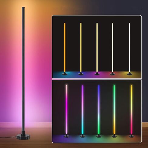 مصباح أرضي LED، مصباح زاوية متوافق مع Alexa، مصباح أرضي زاوية RGB مع مزامنة الموسيقى، 16 مليون لون DIY لغرفة النوم in Saudi Arabia
