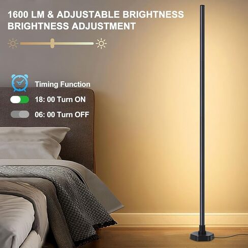 مصباح أرضي LED، مصباح زاوية متوافق مع Alexa، مصباح أرضي زاوية RGB مع مزامنة الموسيقى، 16 مليون لون DIY لغرفة النوم in Saudi Arabia