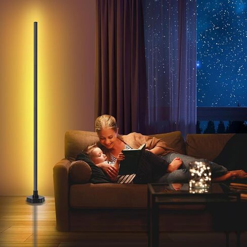 مصباح أرضي LED، مصباح زاوية متوافق مع Alexa، مصباح أرضي زاوية RGB مع مزامنة الموسيقى، 16 مليون لون DIY لغرفة النوم in Saudi Arabia
