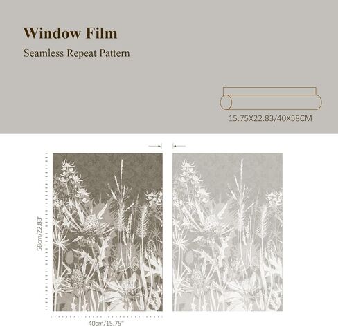 ChicSkin Botanical Etched Glass Transparent Window Film Decorative Glass Window Decor, Thickened Floral White Frost Decorative Window Film, Daisy and Wildflower Privacy Window Film 22.83"X47.24" in Kuwait