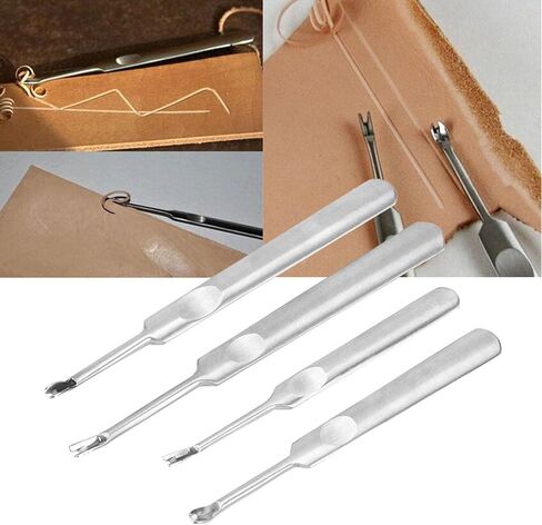 Stainless Steel Leather Carving Tool, 4 Pcs DIY U/V Type, Durable & Rust-Resistant, Perfect for Leather Edge Scraping with Blade on Same Shaft in Saudi Arabia