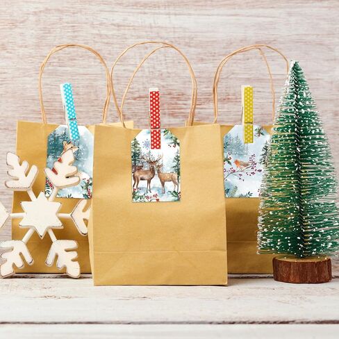 Whaline 90Pcs Winter Paper Tags Snowy Forest Animal Hanging Labels Name Tags with Hemp Rope for Christmas Party DIY Crafts Supplies, 6 Designs in Saudi Arabia