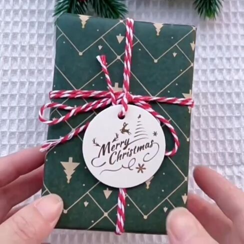 100PCS 1.77x1.77 Christmas Gift Wrap Tags - Round with Golden Foil & Colorful Designs | Ideal for Christmas, DIY Holiday Wrapping & Labeling in Saudi Arabia