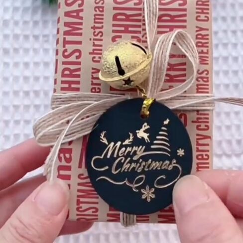 100PCS 1.77x1.77 Christmas Gift Wrap Tags - Round with Golden Foil & Colorful Designs | Ideal for Christmas, DIY Holiday Wrapping & Labeling in Saudi Arabia