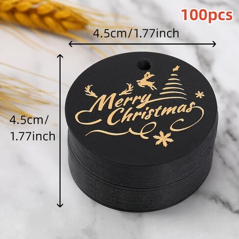100PCS 1.77x1.77 Christmas Gift Wrap Tags - Round with Golden Foil & Colorful Designs | Ideal for Christmas, DIY Holiday Wrapping & Labeling in Saudi Arabia