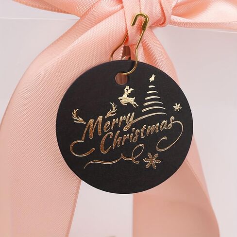 100PCS 1.77x1.77 Christmas Gift Wrap Tags - Round with Golden Foil & Colorful Designs | Ideal for Christmas, DIY Holiday Wrapping & Labeling in Saudi Arabia