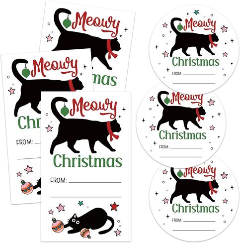 Christmas Dog Gift Tags Stickers, Holiday Labels for Present, 20 Round & 20 Rectangle Writable Self-Adhesive Name Tags, Fits Party Supplies Decor, Gift Wrapping, DIY Handcraft, Envelope Seals-A20 in Saudi Arabia