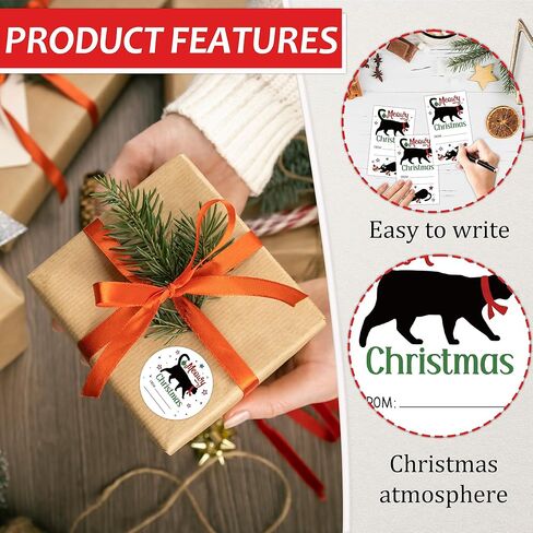 Christmas Dog Gift Tags Stickers, Holiday Labels for Present, 20 Round & 20 Rectangle Writable Self-Adhesive Name Tags, Fits Party Supplies Decor, Gift Wrapping, DIY Handcraft, Envelope Seals-A20 in Saudi Arabia