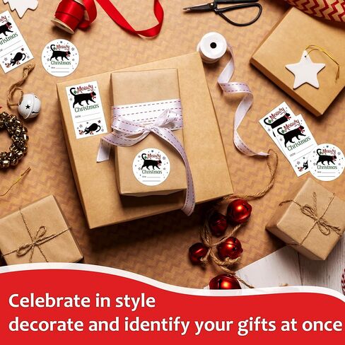 Christmas Dog Gift Tags Stickers, Holiday Labels for Present, 20 Round & 20 Rectangle Writable Self-Adhesive Name Tags, Fits Party Supplies Decor, Gift Wrapping, DIY Handcraft, Envelope Seals-A20 in Saudi Arabia