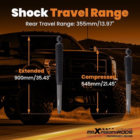 maXpeedingrods Fit 5-7.5" Lift Rear Shocks for 1999-2016 Ford F-250 F-350 RWD 4WD in Saudi Arabia