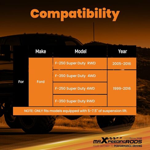 maXpeedingrods Fit 5-7.5" Lift Rear Shocks for 1999-2016 Ford F-250 F-350 RWD 4WD in Saudi Arabia