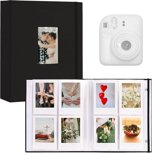 ألبوم صور Mini Instax 208 صورة مقاس 2x3 بوصة كتاب صور لكاميرا Fujifilm Polaroid الفورية، كتاب بولارويد بغلاف مقوى من الكتان للصور واحتفالات الذكرى السنوية للعائلة والسفر وإجازات الطفل باللون البيج، عبوة واحدة in Kuwait
