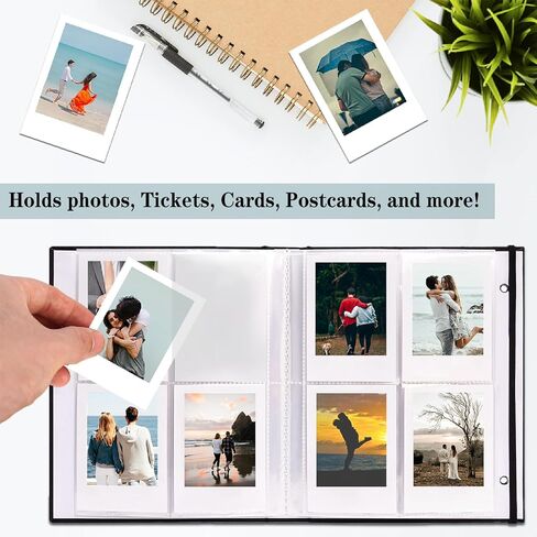 ألبوم صور Mini Instax 208 صورة مقاس 2x3 بوصة كتاب صور لكاميرا Fujifilm Polaroid الفورية، كتاب بولارويد بغلاف مقوى من الكتان للصور واحتفالات الذكرى السنوية للعائلة والسفر وإجازات الطفل باللون البيج، عبوة واحدة in Kuwait