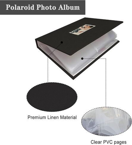 ألبوم صور Mini Instax 208 صورة مقاس 2x3 بوصة كتاب صور لكاميرا Fujifilm Polaroid الفورية، كتاب بولارويد بغلاف مقوى من الكتان للصور واحتفالات الذكرى السنوية للعائلة والسفر وإجازات الطفل باللون البيج، عبوة واحدة in Kuwait