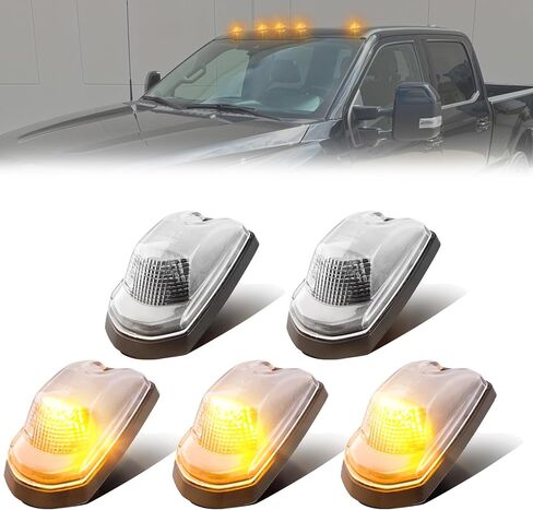 5PCS Amber Led Cab Roof Top Marker Lights Clearance Running Lamps for 2017-2022 Ford F250 F350 F450 F550 Super Duty Pickup Trucks(Clear Lens) in Saudi Arabia