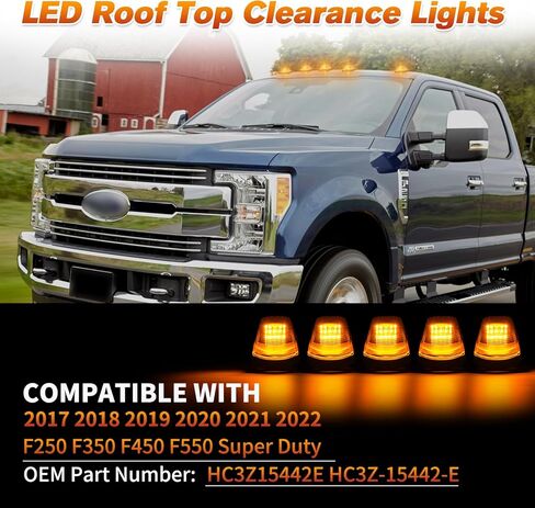 5PCS Amber Led Cab Roof Top Marker Lights Clearance Running Lamps for 2017-2022 Ford F250 F350 F450 F550 Super Duty Pickup Trucks(Clear Lens) in Saudi Arabia