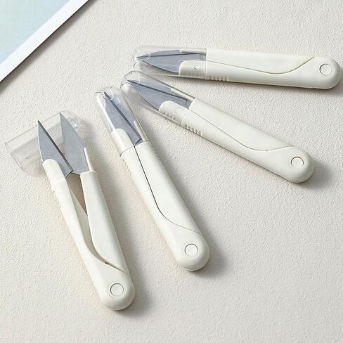 4.3inch Sewing Scissors(Pack of 3),Yarn Thread Cutter Small Snips Trimming Nipper with Cap,Portable Embroidery,Mini DIY Supplies,Yarn Scissors(White) in Saudi Arabia