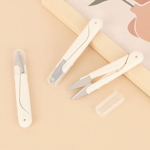 4.3inch Sewing Scissors(Pack of 3),Yarn Thread Cutter Small Snips Trimming Nipper with Cap,Portable Embroidery,Mini DIY Supplies,Yarn Scissors(White) in Saudi Arabia