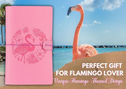هدايا InnoBeta Flamingo للنساء، مجلة Flamingo، دفتر ملاحظات قابل لإعادة الملء منقوش بالجلد النباتي بطابع Flamingo - هدايا لعيد الميلاد وأعياد الميلاد in Kuwait