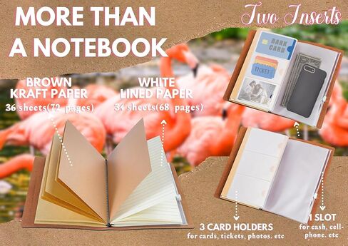 هدايا InnoBeta Flamingo للنساء، مجلة Flamingo، دفتر ملاحظات قابل لإعادة الملء منقوش بالجلد النباتي بطابع Flamingo - هدايا لعيد الميلاد وأعياد الميلاد in Kuwait