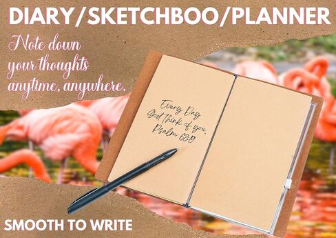 هدايا InnoBeta Flamingo للنساء، مجلة Flamingo، دفتر ملاحظات قابل لإعادة الملء منقوش بالجلد النباتي بطابع Flamingo - هدايا لعيد الميلاد وأعياد الميلاد in Kuwait