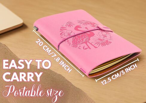 هدايا InnoBeta Flamingo للنساء، مجلة Flamingo، دفتر ملاحظات قابل لإعادة الملء منقوش بالجلد النباتي بطابع Flamingo - هدايا لعيد الميلاد وأعياد الميلاد in Kuwait