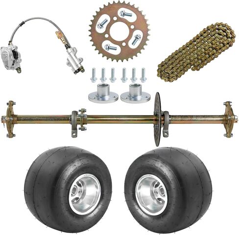 TDPRO Go Kart Rear Live Axle Kit 32'' 810mm & Rear 11x7.10-5'' Wheel Tires 5'' Slick Tire Tubeless 3 Stud Rim for Mini Bike ATV Drift Trike Racing Cart (with Sprocket Chain & Wheel Hub) in Saudi Arabia