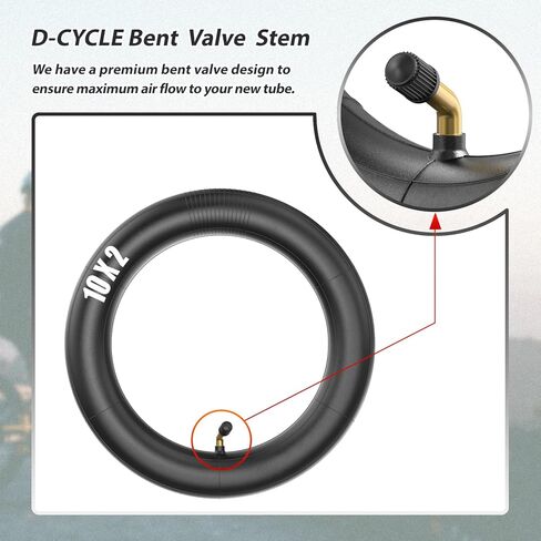 2-Pack Heavy-Duty 90° Valve 10x2/10x2.125 Inner Tube Replacement for 10x1.90 10x1.95 54-152 2-Wheel Self Balancing Electric Scooter Kid Bike Baby Jogger Swagtron Swagcycle Trike Strollers in Kuwait