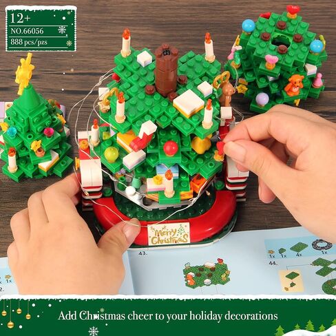 Christmas Tree Building Set, Christmas Tree 2025 Collectible Holiday Building Block Home Decor, Ornaments for Boys, Girls and Adults, 888Pcs, Deep Green in Saudi Arabia