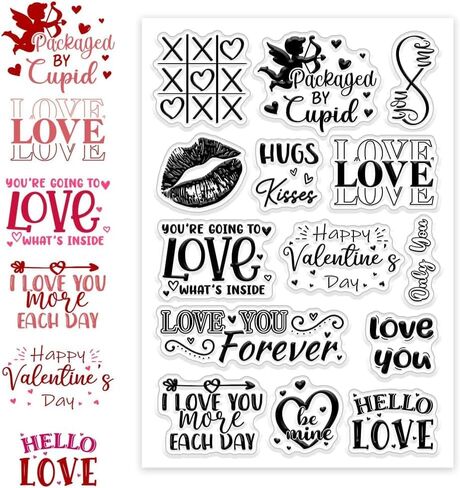 Valentine's Day Greetings Clear Stamp Custom Silicone Clear Stamps Music Seal Stamps for DIY Scrapbooking Photo Album Decorative Cards Making, Festivals, 6.3X 4.33x 0.12inch in Saudi Arabia