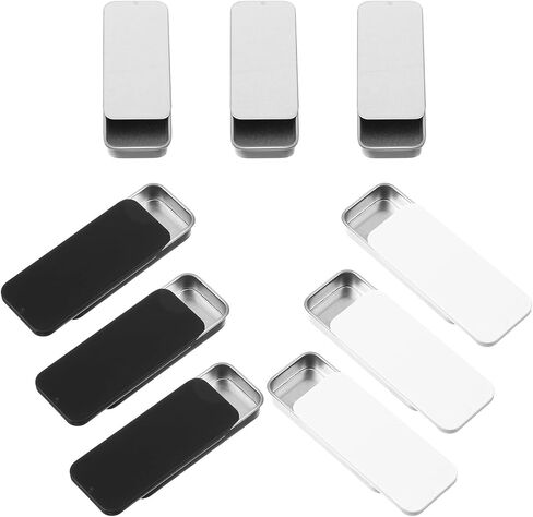 YBEATY 9 Pcs Mini Metal Box Containers Slide Top Rectangular Storage Organizer Containers Bobby Pin Holder Small Aluminum Tins for Home Lip Balm Storage DIY Use Jewelry Crafts Candy Card in Saudi Arabia