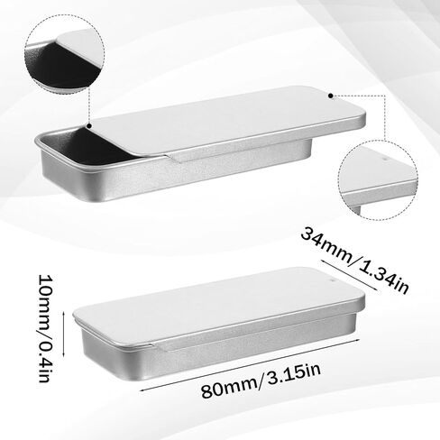 YBEATY 9 Pcs Mini Metal Box Containers Slide Top Rectangular Storage Organizer Containers Bobby Pin Holder Small Aluminum Tins for Home Lip Balm Storage DIY Use Jewelry Crafts Candy Card in Saudi Arabia