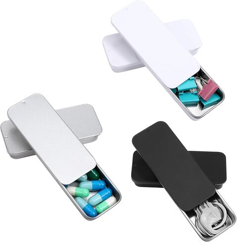 YBEATY 9 Pcs Mini Metal Box Containers Slide Top Rectangular Storage Organizer Containers Bobby Pin Holder Small Aluminum Tins for Home Lip Balm Storage DIY Use Jewelry Crafts Candy Card in Saudi Arabia