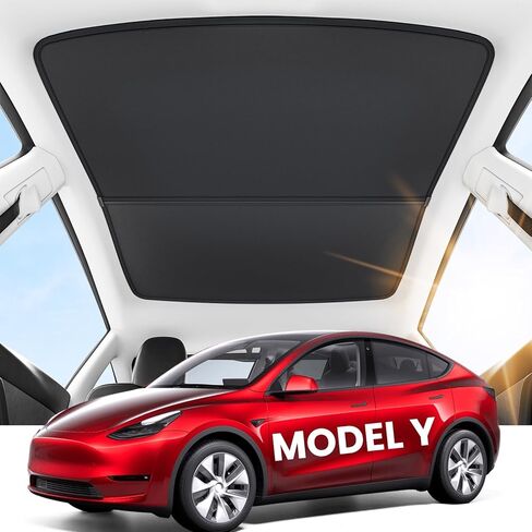 مظلة سقف Tesla Model Y 2020-2023، مجموعة حاجب عاكس للأشعة فوق البنفسجية مكونة من 4 قطع لملحقات Tesla، أغطية قابلة للطي مطلية بالفضة لحرارة كتلة السقف الأمامية والخلفية، والوهج والأشعة فوق البنفسجية (الطراز Y) in Saudi Arabia