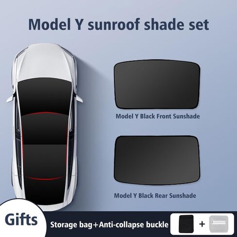 مظلة سقف Tesla Model Y 2020-2023، مجموعة حاجب عاكس للأشعة فوق البنفسجية مكونة من 4 قطع لملحقات Tesla، أغطية قابلة للطي مطلية بالفضة لحرارة كتلة السقف الأمامية والخلفية، والوهج والأشعة فوق البنفسجية (الطراز Y) in Saudi Arabia
