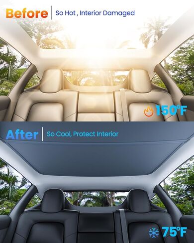 مظلة سقف Tesla Model Y 2020-2023، مجموعة حاجب عاكس للأشعة فوق البنفسجية مكونة من 4 قطع لملحقات Tesla، أغطية قابلة للطي مطلية بالفضة لحرارة كتلة السقف الأمامية والخلفية، والوهج والأشعة فوق البنفسجية (الطراز Y) in Saudi Arabia