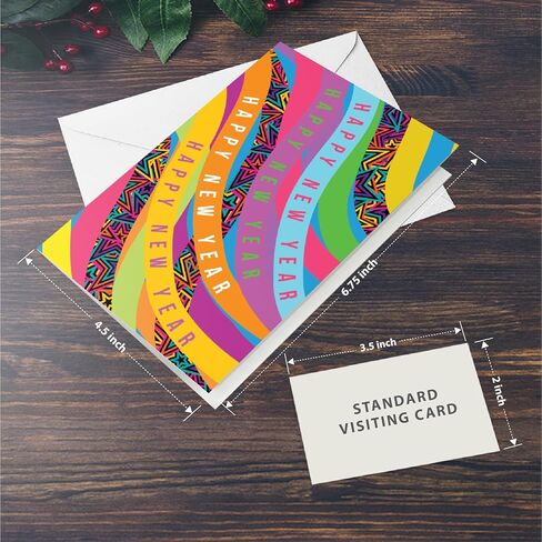 easykart labels 16 Happy New Year Cards Boxed Set With Envelopes and Gold Seal Stickers - 6.75" x 4.5" Assorted New Years Greeting Card Set 2024 With Messages Inside in Saudi Arabia