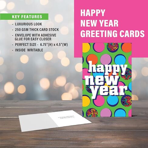 easykart labels 16 Happy New Year Cards Boxed Set With Envelopes and Gold Seal Stickers - 6.75" x 4.5" Assorted New Years Greeting Card Set 2024 With Messages Inside in Saudi Arabia
