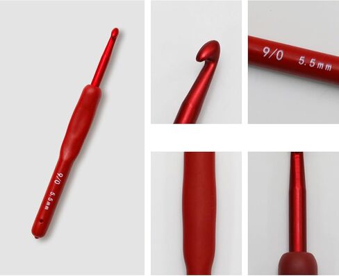 WINDAWNKE 9 PCS Red Crochet Hook Set, Ergonomic Soft Grip Crochet Hook, Crochet Needle Kit with Knitting & Crochet Supplies in Saudi Arabia