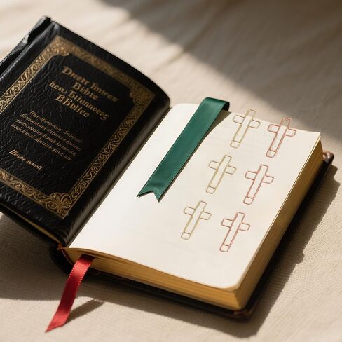 60PCS Cross Paper Clips Bible Bookmark Rose Gold Paper Clips Book Marks for Bibles Study Supplies Bible Study Kit Cute Binder Clip Christian Accessories Christian Gifts for Women in Saudi Arabia