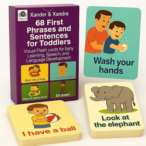 68 First Phrases and Sentences for Toddlers – Recyclable, Durable, Waterproof & Double-Sided Visual Flashcards for Early Learning, Speech & Language Development in Saudi Arabia