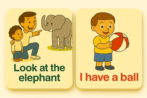 68 First Phrases and Sentences for Toddlers – Recyclable, Durable, Waterproof & Double-Sided Visual Flashcards for Early Learning, Speech & Language Development in Saudi Arabia