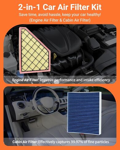 Engine & Cabin Air Filter Kit with Activated Carbon, Fit for 2018-2025 Traverse, 2019-2025 Blazer, 2017-2025 Acadia, 2017-2025 XT5, 2020-2025 XT6, 2018-2025 Enclave, Replace A3212C 23321606 CF11966 in Saudi Arabia