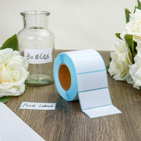 Roll of 1000 Pieces White Thermal Barcode Labels, 2" x 1" Rectangle Self-Adhesive Thermal Labels Stickers for Business in Saudi Arabia