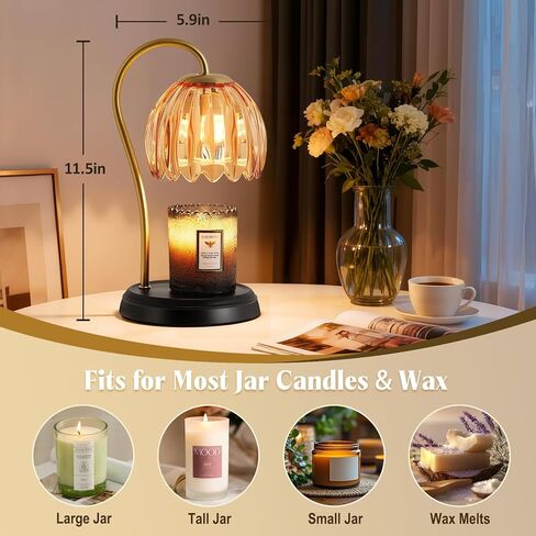 Luvkczc Candle Warmer Lamp with Timer, Dimmable Lamp Candle Warmer for Jar Candles, Ideal Gift for House Warming, Elegant Home Decoration, Pink Candle Warming Lamp, 2 Bulbs Included in Saudi Arabia