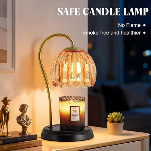 Luvkczc Candle Warmer Lamp with Timer, Dimmable Lamp Candle Warmer for Jar Candles, Ideal Gift for House Warming, Elegant Home Decoration, Pink Candle Warming Lamp, 2 Bulbs Included in Saudi Arabia