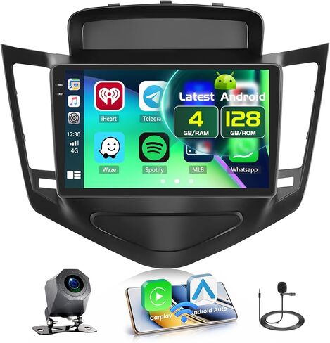 ستيريو سيارة 2+64 جيجابايت Android 13 لسيارة Chevy Cruze 2009-2015 مع Carplay Android Auto، Fuluku 9 بوصة شاشة تعمل باللمس راديو السيارة GPS WiFi Bluetooth SWC Mirror Link SWC 32EQ MIC كاميرا احتياطية in Kuwait