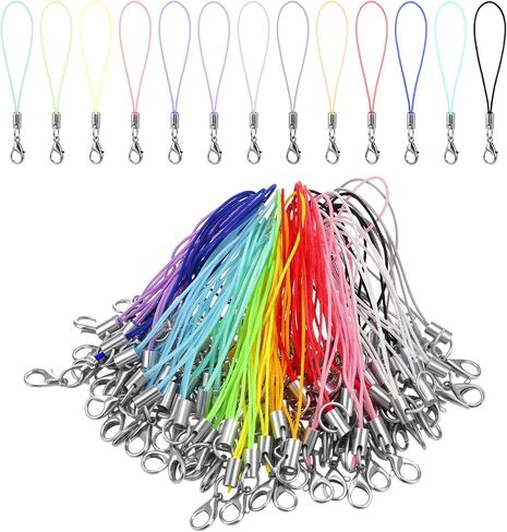 100 PCS Lobster Clasp Phone Charms Strap, Multicolor Lobster Clasp Keychain, Phone Charm Finger Lanyard Wrist Strap for Cellphone Cases Keychains DIY Crafts Jewelry Making in Saudi Arabia