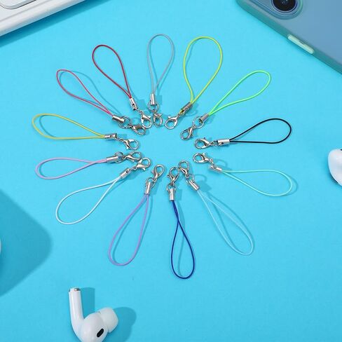 100 PCS Lobster Clasp Phone Charms Strap, Multicolor Lobster Clasp Keychain, Phone Charm Finger Lanyard Wrist Strap for Cellphone Cases Keychains DIY Crafts Jewelry Making in Saudi Arabia