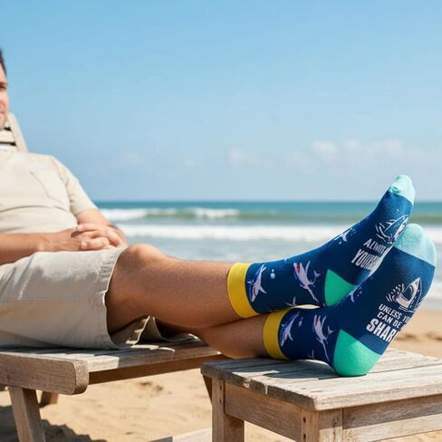 HAPPYPOP Funny Shark Socks Crazy Shark Gifts for Women Men, Shark Gifts for Shark Lovers Marine Socks Ocean Gifts Teens Boys Girls in Kuwait
